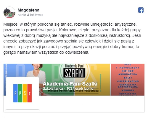 opinie o Akademii Pani Szafki szkole tańca w Markach