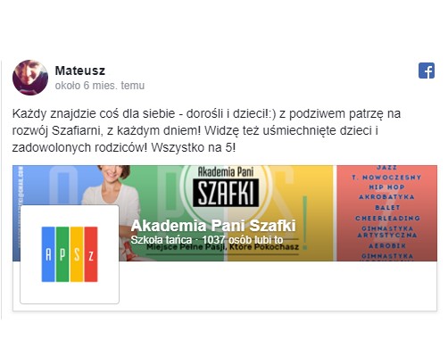 szkoła tańca w Markach - Akademia Pani Szafki - opinie